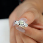 Flower Inspired Peridot and Diamond Engagement Ring Peridot - ( AAA ) - Quality - Rosec Jewels