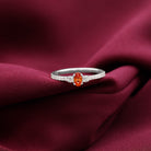 Oval Shape Orange Sapphire Promise Ring with Diamond Side Stone Orange Sapphire - ( AAA ) - Quality - Rosec Jewels