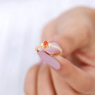 Oval Shape Orange Sapphire Promise Ring with Diamond Side Stone Orange Sapphire - ( AAA ) - Quality - Rosec Jewels