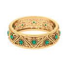 Vintage Inspired Emerald Wedding Band Emerald - ( AAA ) - Quality - Rosec Jewels