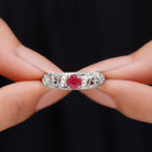 Vintage Inspired Real Ruby and Diamond Engagement Ring Ruby - ( AAA ) - Quality - Rosec Jewels