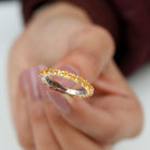 Round Citrine Simple Full Eternity Band Ring Citrine - ( AAA ) - Quality - Rosec Jewels