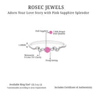 Pink Sapphire and Moissanite Leaf Promise Ring with Beaded Detailing Pink Sapphire - ( AAAA ) - Quality 92.5 Sterling Silver 6.5 - Rosec Jewels