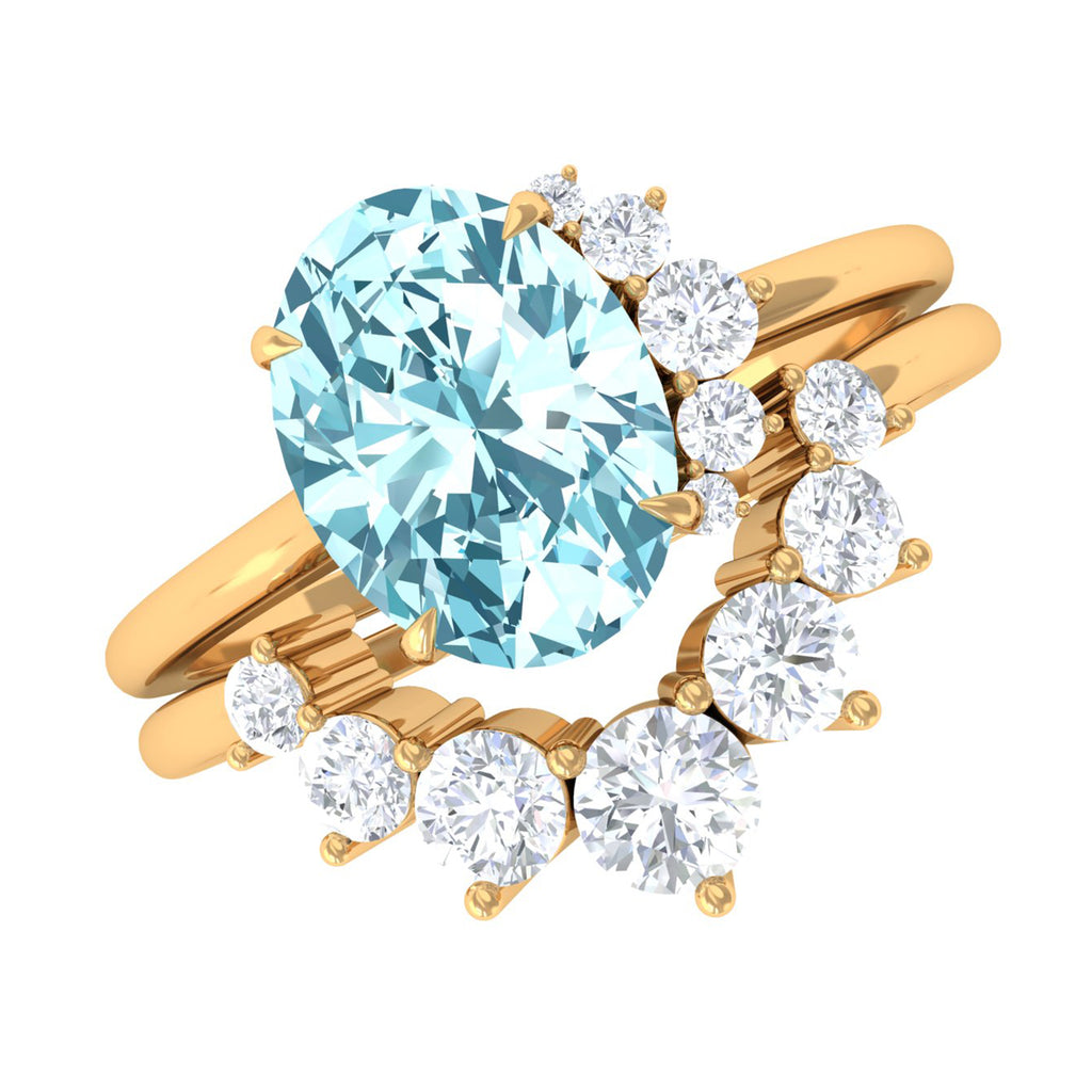 1.75 CT Aquamarine and Diamond Engagement Enhancer Ring Set Aquamarine - ( AAA ) - Quality - Rosec Jewels