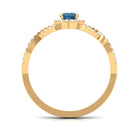 Criss Cross Shank London Blue Topaz and Diamond Halo Engagement Ring London Blue Topaz - ( AAA ) - Quality - Rosec Jewels