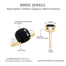 Cushion Cut Black Spinel Solitaire Engagement Ring with Moissanite Black Spinel - ( AAA ) - Quality - Rosec Jewels