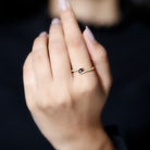 Lab Grown Black Diamond Titled Bypass Promise Ring with Diamond Lab Created Black Diamond - ( AAAA ) - Quality - Rosec Jewels