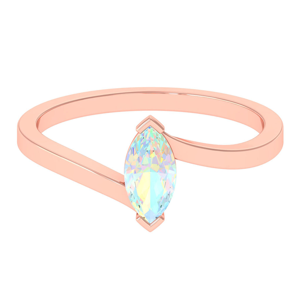 Marquise Cut Ethiopian Opal Solitaire Bypass Ring in Gold Ethiopian Opal - ( AAA ) - Quality - Rosec Jewels