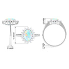 Oval Ethiopian Opal Statement Engagement Ring with Diamond Halo Ethiopian Opal - ( AAA ) - Quality - Rosec Jewels