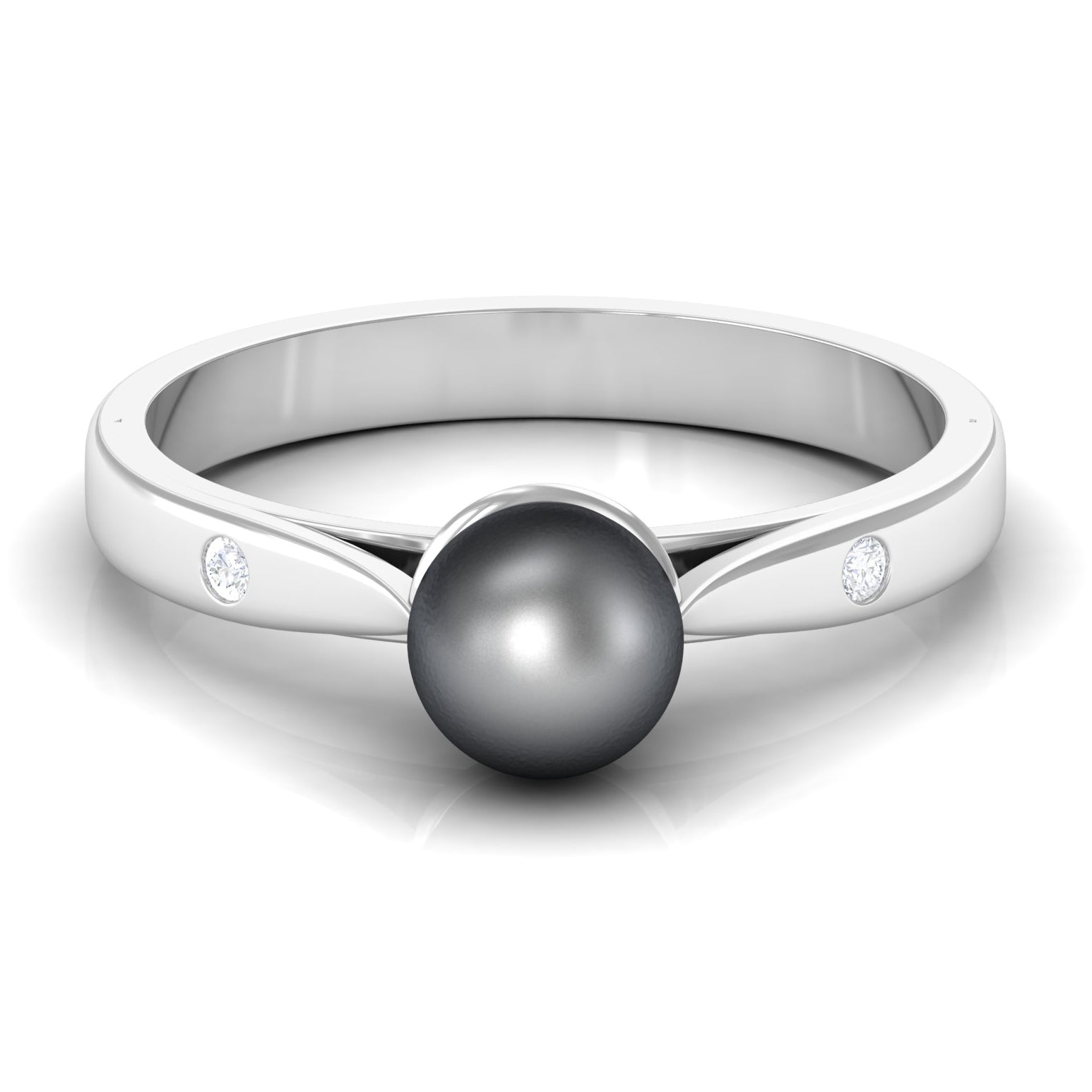 2.50 CT Solitaire Black Tahitian Pearl Engagement Ring with Moissanite - Rosec Jewels