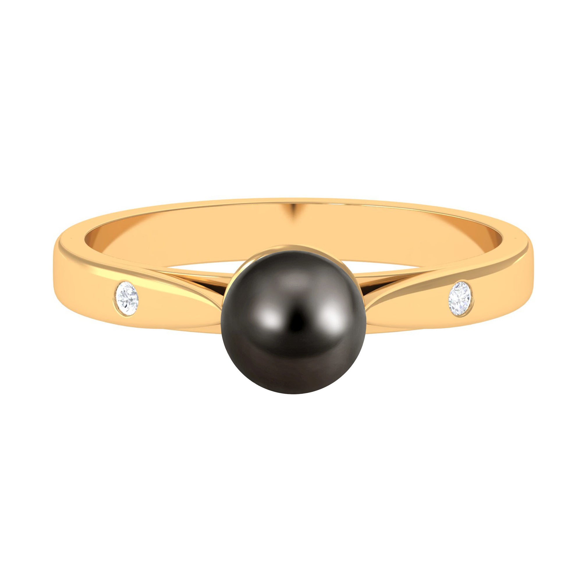 2.50 CT Solitaire Black Tahitian Pearl Engagement Ring with Moissanite Tahitian pearl - ( AAA ) - Quality - Rosec Jewels