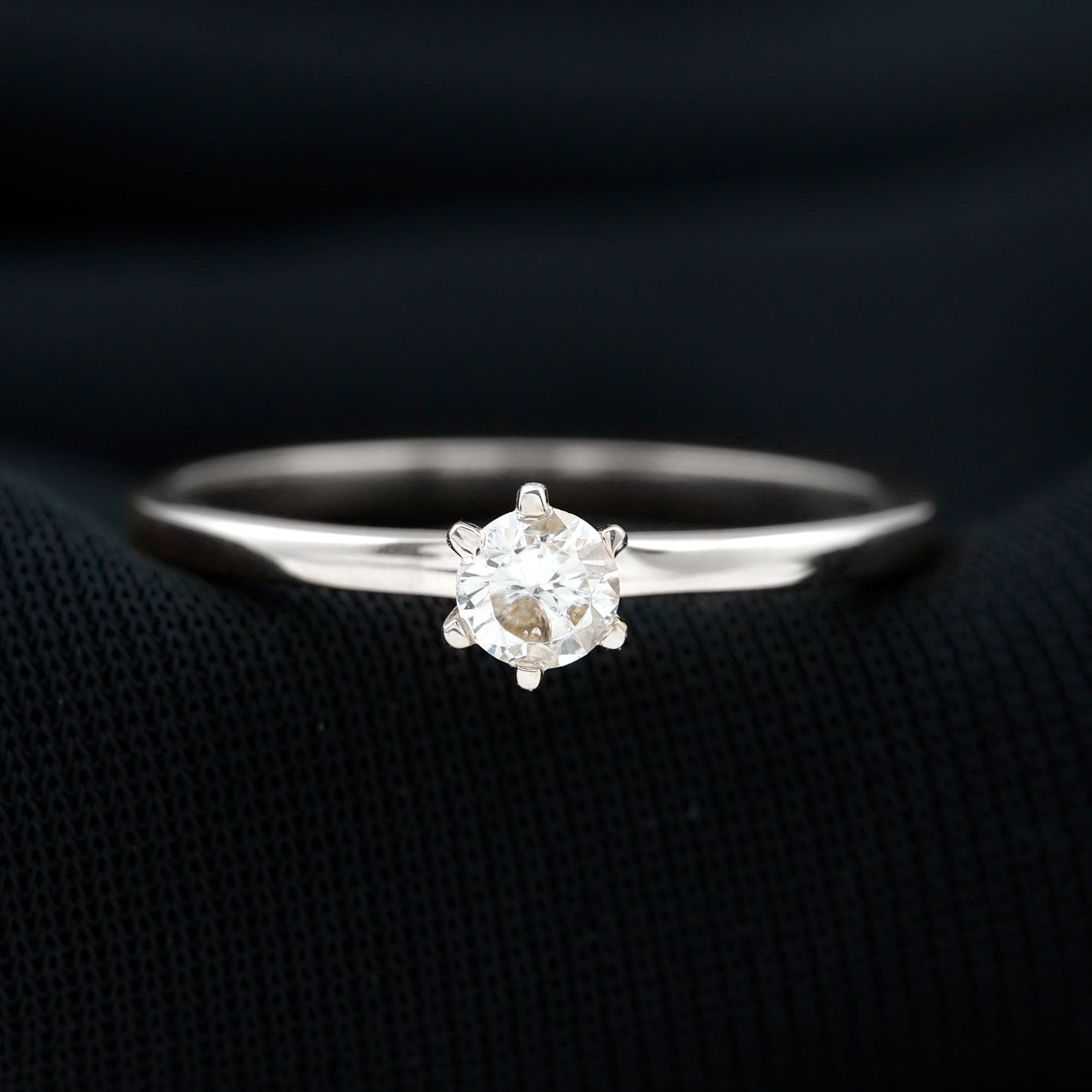 5 MM Round Zircon Solitaire Promise Ring Zircon - ( AAAA ) - Quality - Rosec Jewels