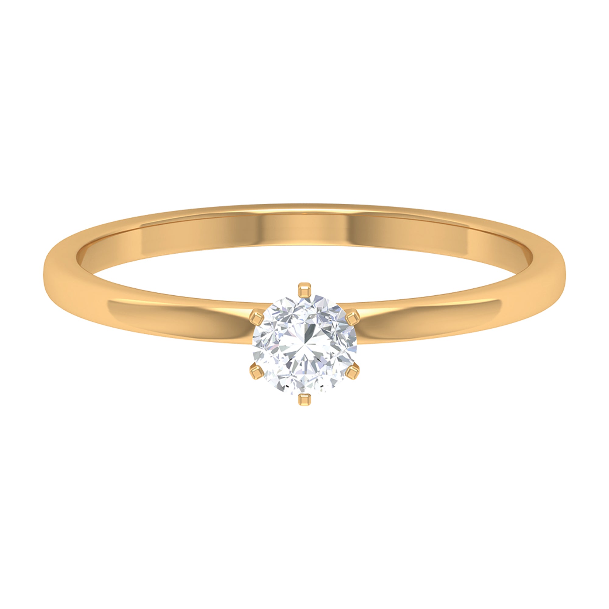 5 MM Round Zircon Solitaire Promise Ring Zircon - ( AAAA ) - Quality - Rosec Jewels