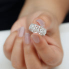 Cubic Zirconia Designer Wedding Band Ring Zircon - ( AAAA ) - Quality 92.5 Sterling Silver 10 - Rosec Jewels