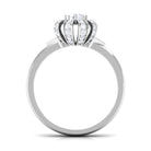 Classic Zircon Floral Engagement Ring Zircon - ( AAAA ) - Quality - Rosec Jewels