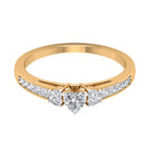 Heart Shape Zircon Anniversary Ring with Side Stones Zircon - ( AAAA ) - Quality - Rosec Jewels