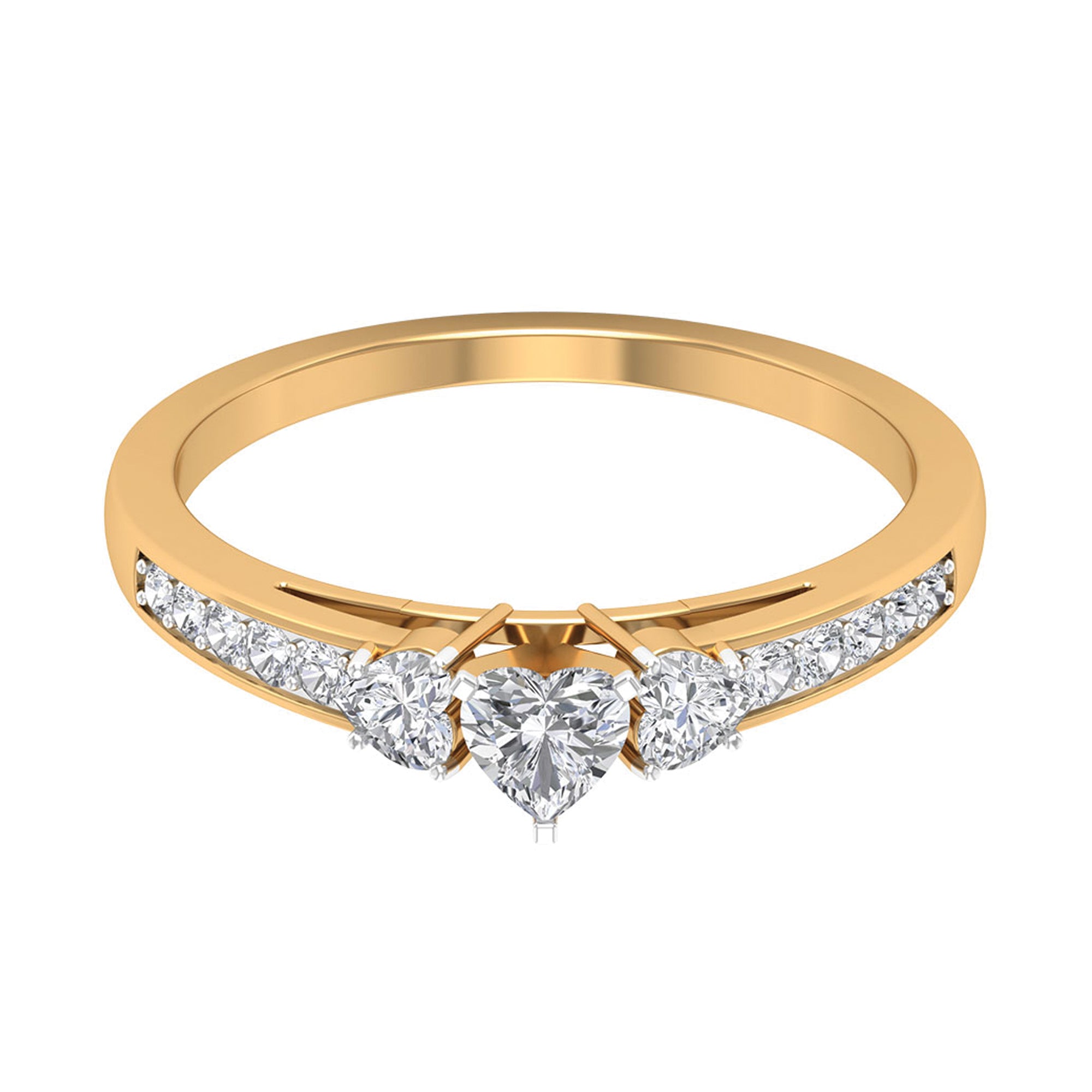 Heart Shape Zircon Anniversary Ring with Side Stones Zircon - ( AAAA ) - Quality - Rosec Jewels