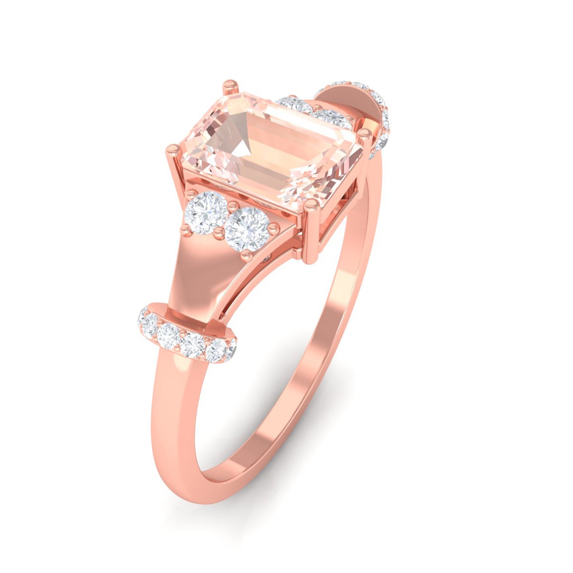 1.25 Ct Designer Morganite and Diamond Engagement Ring Morganite - ( AAA ) - Quality - Rosec Jewels
