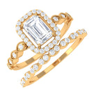 Cubic Zirconia Designer Solitaire Bridal Ring Set with Band Zircon - ( AAAA ) - Quality - Rosec Jewels