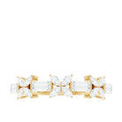 Marquise and Baguette Cut Simulated Diamond Flower Half Eternity Ring Zircon - ( AAAA ) - Quality - Rosec Jewels