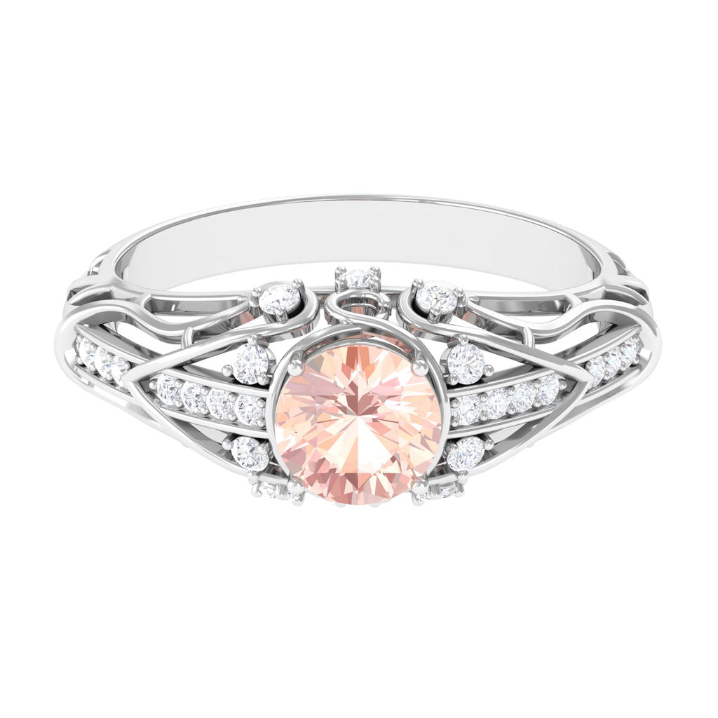 1.25 CT Vintage Morganite Engagement Ring with Diamond Morganite - ( AAA ) - Quality - Rosec Jewels
