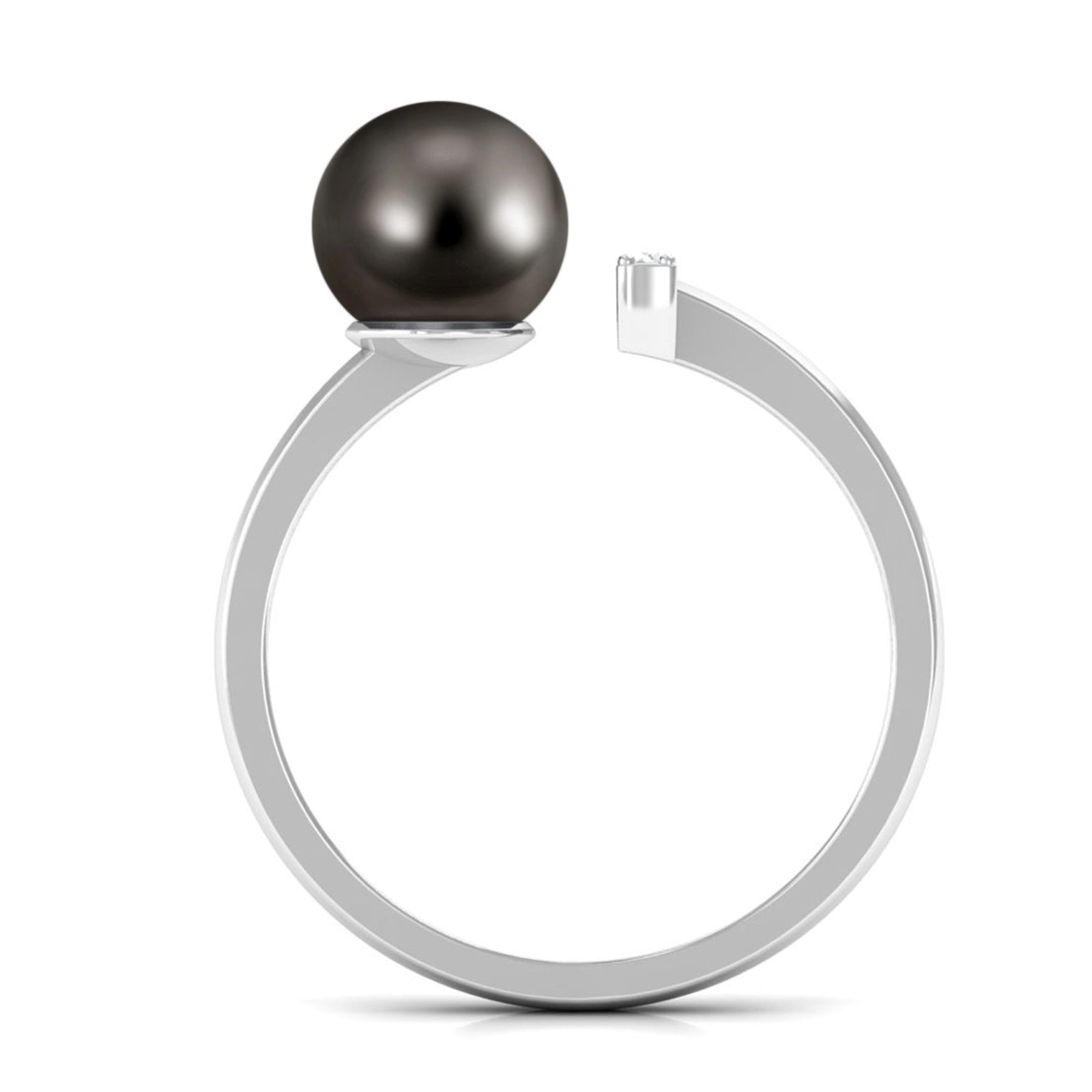 Tahitian Pearl and Diamond Modern Cuff Engagement Ring Tahitian pearl - ( AAA ) - Quality - Rosec Jewels