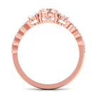 Round Shape Morganite Designer Engagement Ring with Diamond Side Stones Morganite - ( AAA ) - Quality - Rosec Jewels