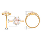 Morganite Designer Halo Engagement Ring with Moissanite Morganite - ( AAA ) - Quality - Rosec Jewels