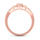 Oval Morganite and Diamond Flower Engagement Ring in Split Shank Morganite - ( AAA ) - Quality - Rosec Jewels