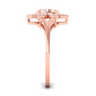 Oval Morganite and Diamond Flower Engagement Ring in Split Shank Morganite - ( AAA ) - Quality - Rosec Jewels