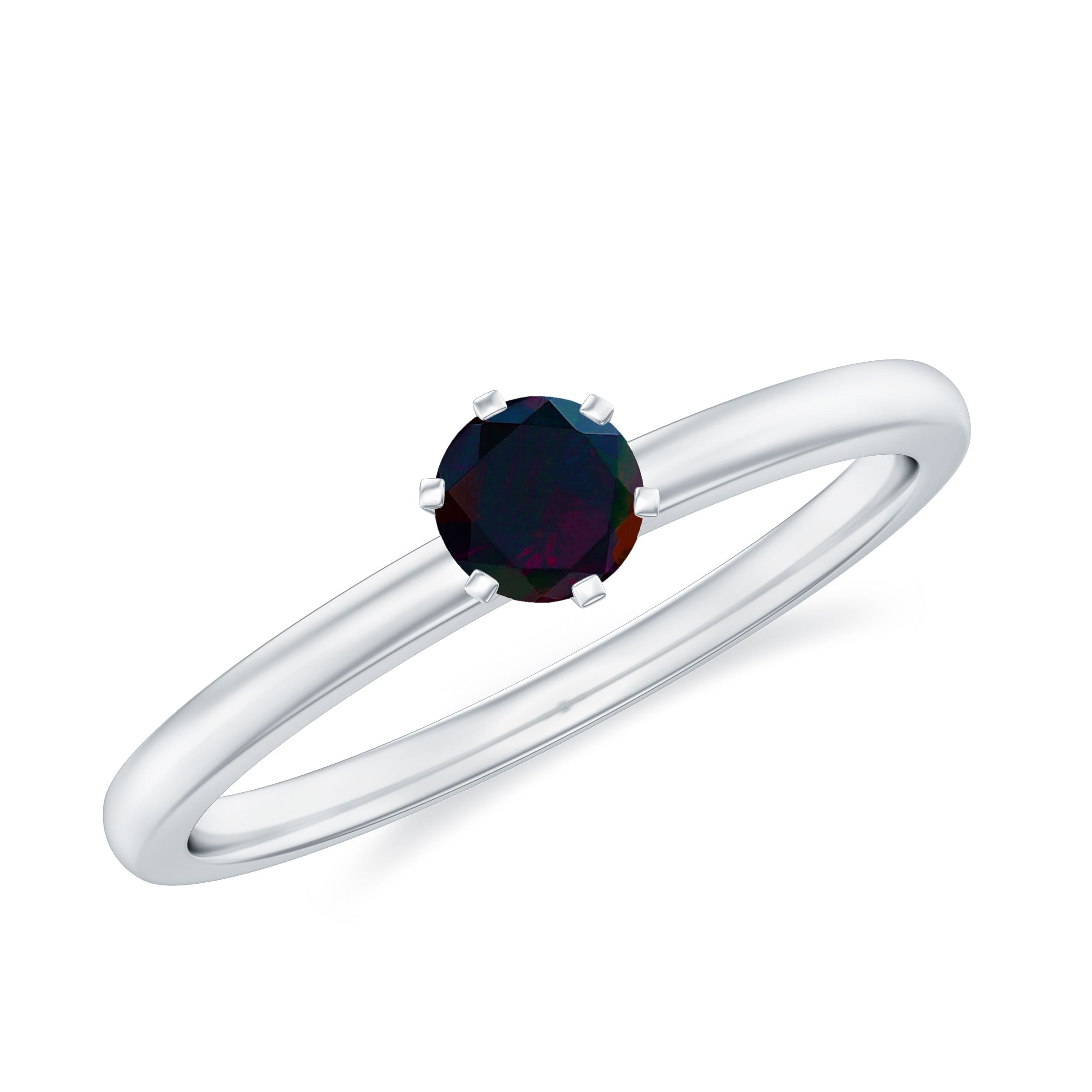 Minimal Black Opal Solitaire Promise Ring in Gold - Rosec Jewels