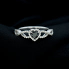 Created Black Diamond Engagement Ring with Moissanite Crossover Shank in Silver - Rosec Jewels