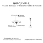 Created Black Diamond Engagement Ring with Moissanite Crossover Shank in Silver - Rosec Jewels