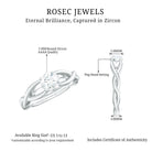 Certified Zircon Solitaire Ring with Crossover Shank Zircon - ( AAAA ) - Quality - Rosec Jewels