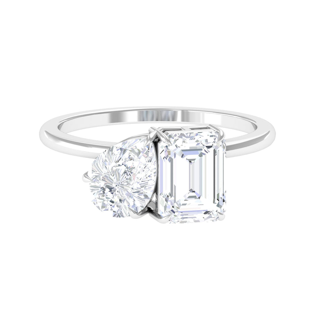 3.25 CT Pear and Octagon Cut Moissanite Two Stone Engagement Ring Moissanite - ( D-VS1 ) - Color and Clarity - Rosec Jewels