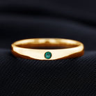 Natural Emerald Solitaire Mens Band Ring in Gold Emerald - ( AAA ) - Quality - Rosec Jewels
