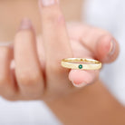 Natural Emerald Solitaire Mens Band Ring in Gold Emerald - ( AAA ) - Quality - Rosec Jewels