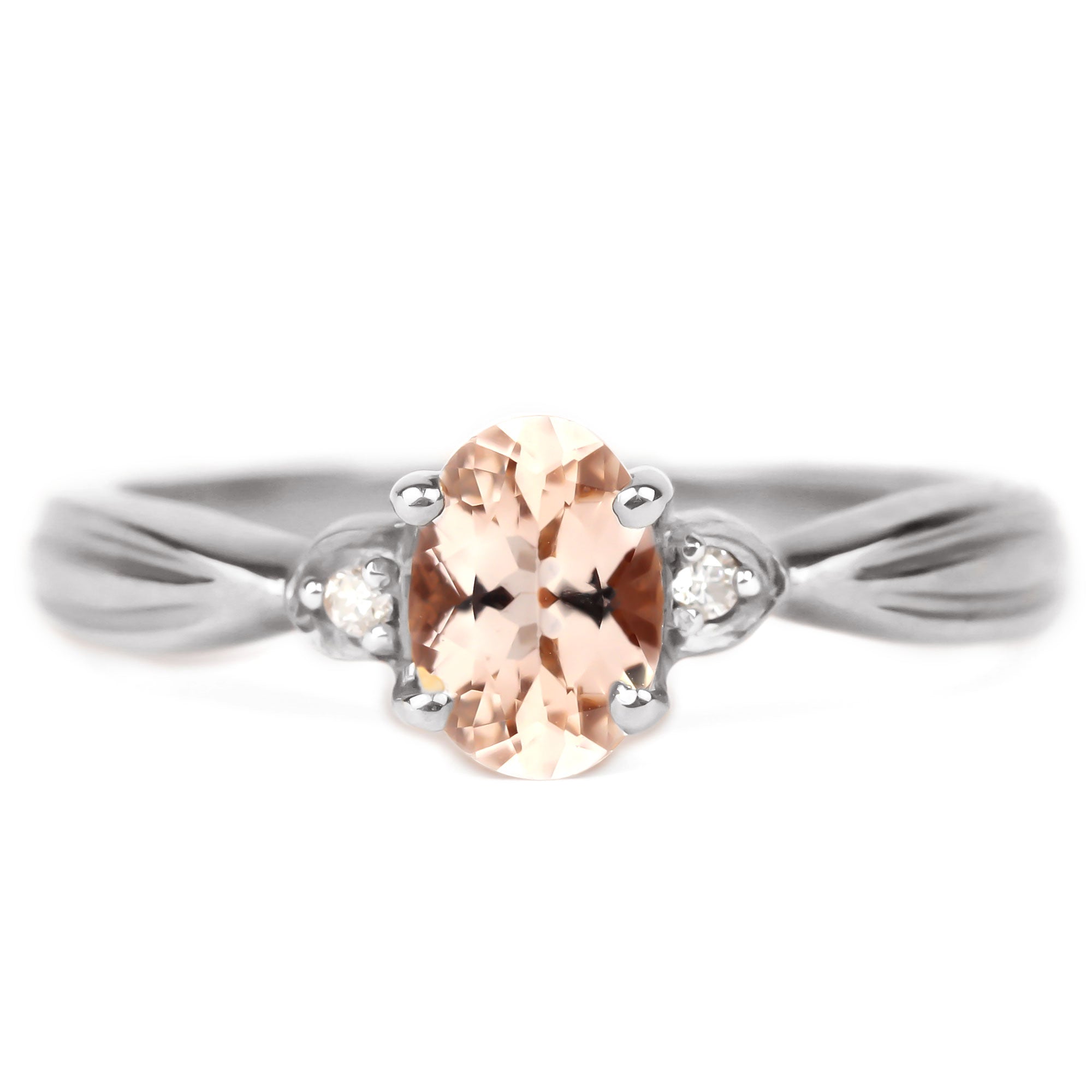 3/4 CT Oval Cut Morganite Solitaire Engagement Ring with Diamond Morganite - ( AAA ) - Quality - Rosec Jewels