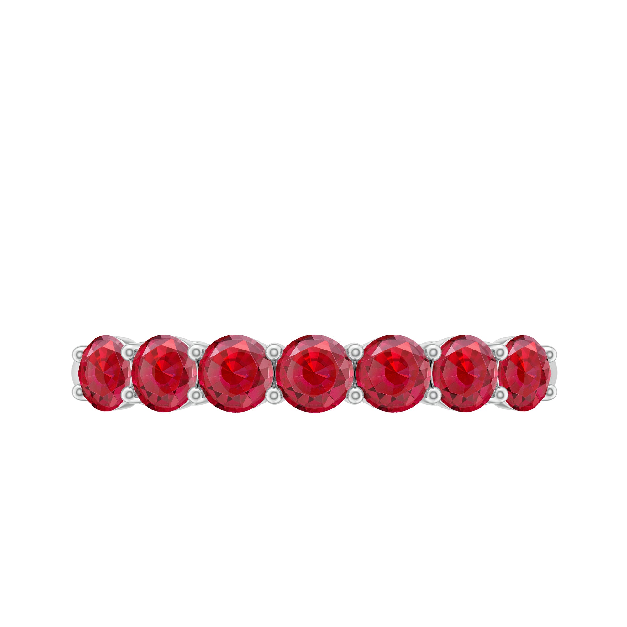 Lab Created Ruby Seven Stone Half Eternity Ring in Gold Lab Created Ruby - ( AAAA ) - Quality - Rosec Jewels