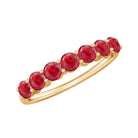 Lab Created Ruby Seven Stone Half Eternity Ring in Gold Lab Created Ruby - ( AAAA ) - Quality - Rosec Jewels