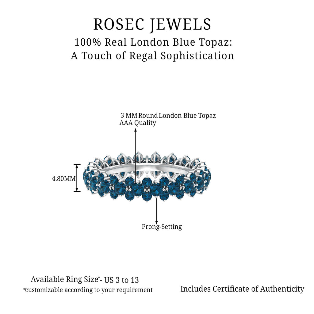 2.5 CT London Blue Topaz Cluster Floral Band Ring London Blue Topaz - ( AAA ) - Quality - Rosec Jewels