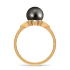Genuine Tahitian Pearl Solitaire Split Shank Engagement Ring with Diamond Tahitian pearl - ( AAA ) - Quality - Rosec Jewels