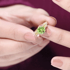 Peridot Solitaire Engagement Ring with Moissanite in Split Shank Peridot - ( AAA ) - Quality - Rosec Jewels