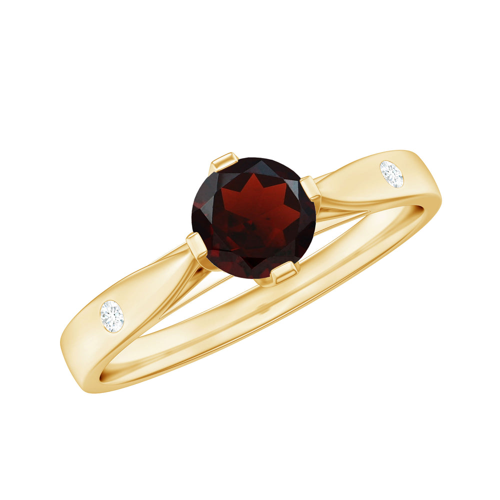 5 MM Natural Round Garnet Solitaire Promise Ring - Rosec Jewels