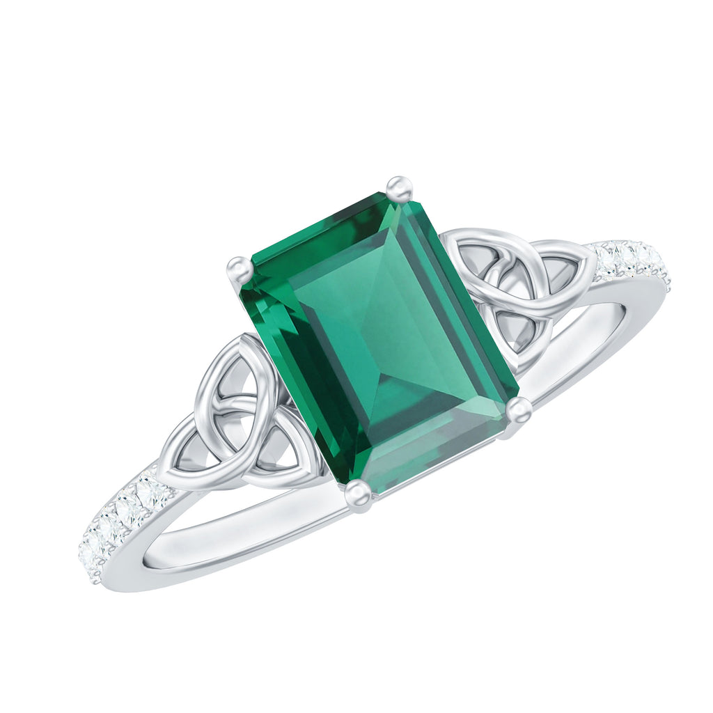 1.75 Karat Keltischer Knoten Smaragd und Moissanit Ring