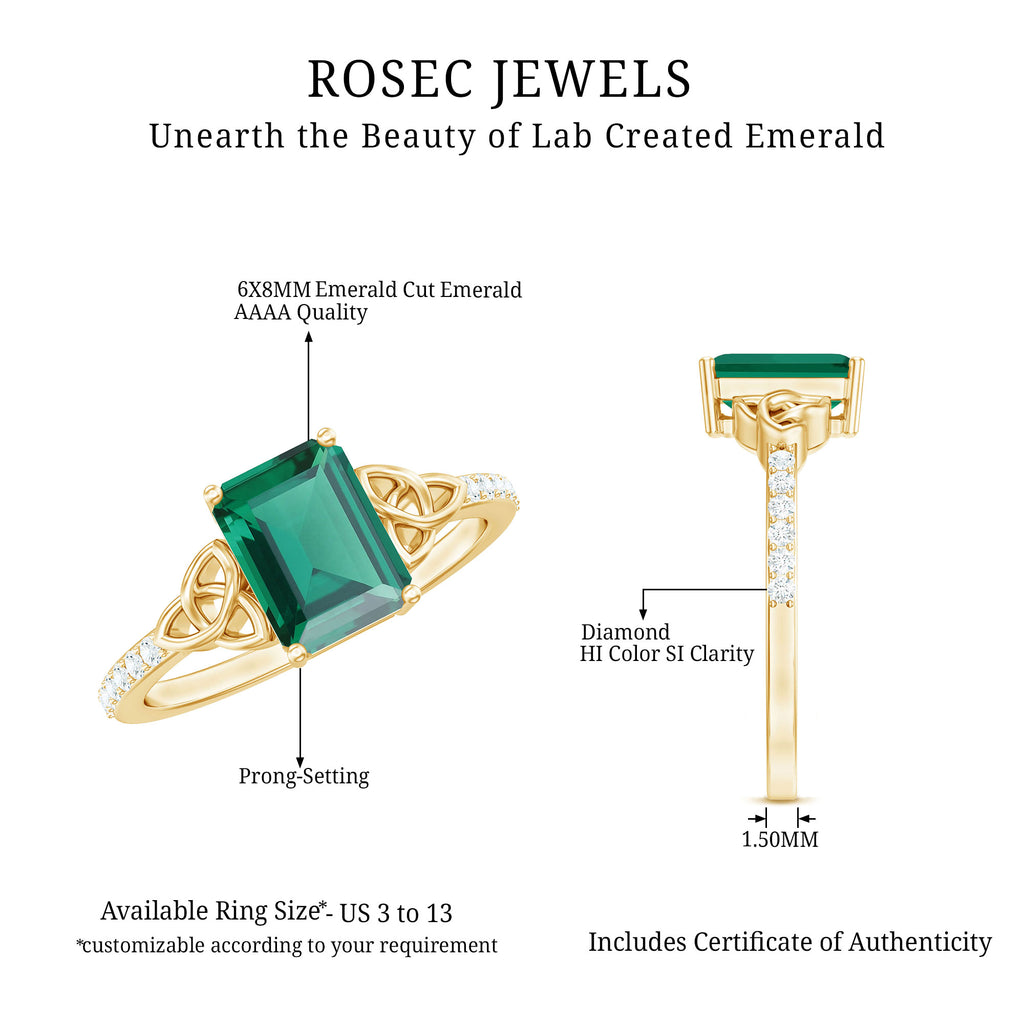 1.75 Karat Keltischer Knoten Smaragd und Moissanit Ring