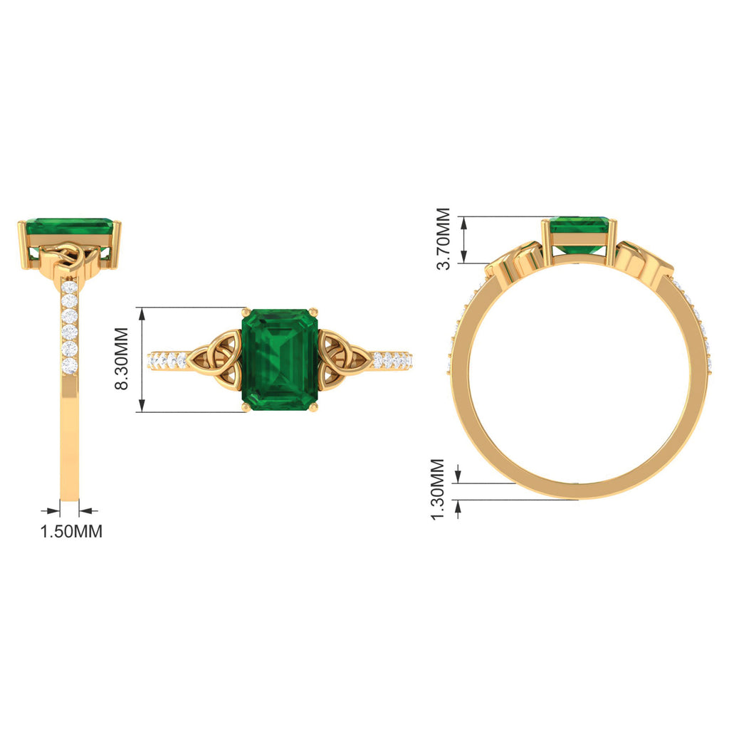 1.75 Karat Keltischer Knoten Smaragd und Moissanit Ring