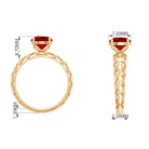 7 MM Lab Created Ruby Solitaire Gold Filigree Ring Lab Created Ruby - ( AAAA ) - Quality - Rosec Jewels