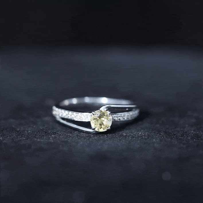 3/4 CT Citrine Solitaire Engagement Ring with Diamond Citrine - ( AAA ) - Quality - Rosec Jewels