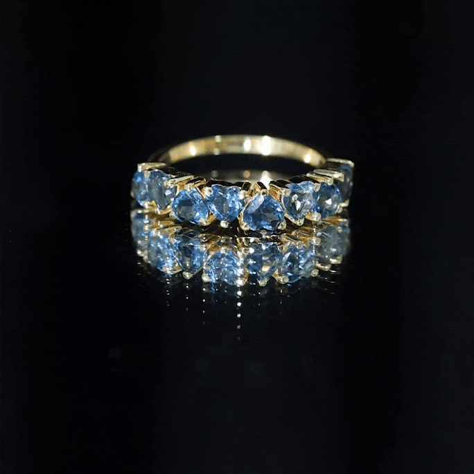 1.75 CT Heart Shape London Blue Topaz Half Eternity Band Ring in Prong Setting for Women London Blue Topaz - ( AAA ) - Quality - Rosec Jewels
